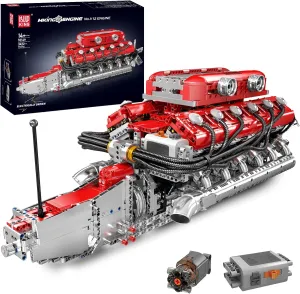 Mould King 10169 V12 Engine Model Kit That Works - Build Your Own MOC V12 Engine Model Toy, 12-Cylinder Petrol Car Engine Replica Model Collectable Engineering Toys for Adults (3472 PCS)