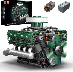 Mould King 10182 V8 Engine Model Kit - Build Your Own V8 Tank Engine Building Block with Battery Box, DIY Collectable 8-Cylinder Combustion Engine Model Toys for Kids/Adult 14 Years (2250 PCS)