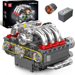 Mould King 10193 Boxer Engine Model Kit That Runs, Build Your Own Mini V8 Engine, Car Engine Building DIY Model Engine Kit for Kids/Adults Collections(609 PCS)