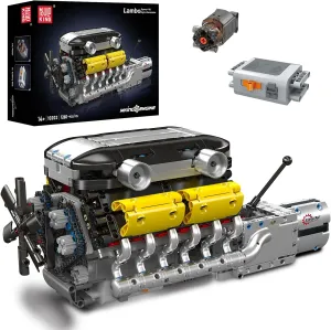 Mould King 10202 V12 Engine Model kit That Runs - Build Your Own STEM V8 Model Engine for Adults, 12-Cylinder Car Engine, Shiftable Gear Operation, Mechanic Engineering Construction Set (1260 PCS)