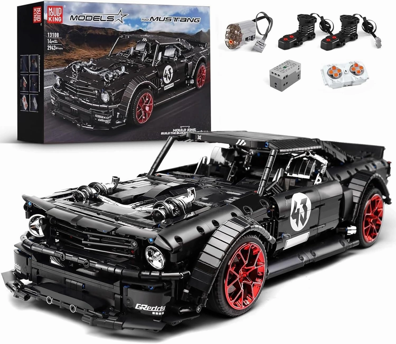Mould King 13108 Mustang Car Building Kits, MOC Building Blocks Set to Build, Gift Toy for Kids Age 8  /Adult Collections Enthusiasts(2943 Pieces with Motor/APP Remote Control)