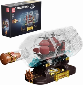 Mould King Ship in a Bottle Building Blocks Sets, 10085 Revenge Pirate Boat Model Kits Toys, Collectible Display Pirate Ship in a Bottle Kit, STEM Project for Adults and Kids Aged 8  (885 Pieces)