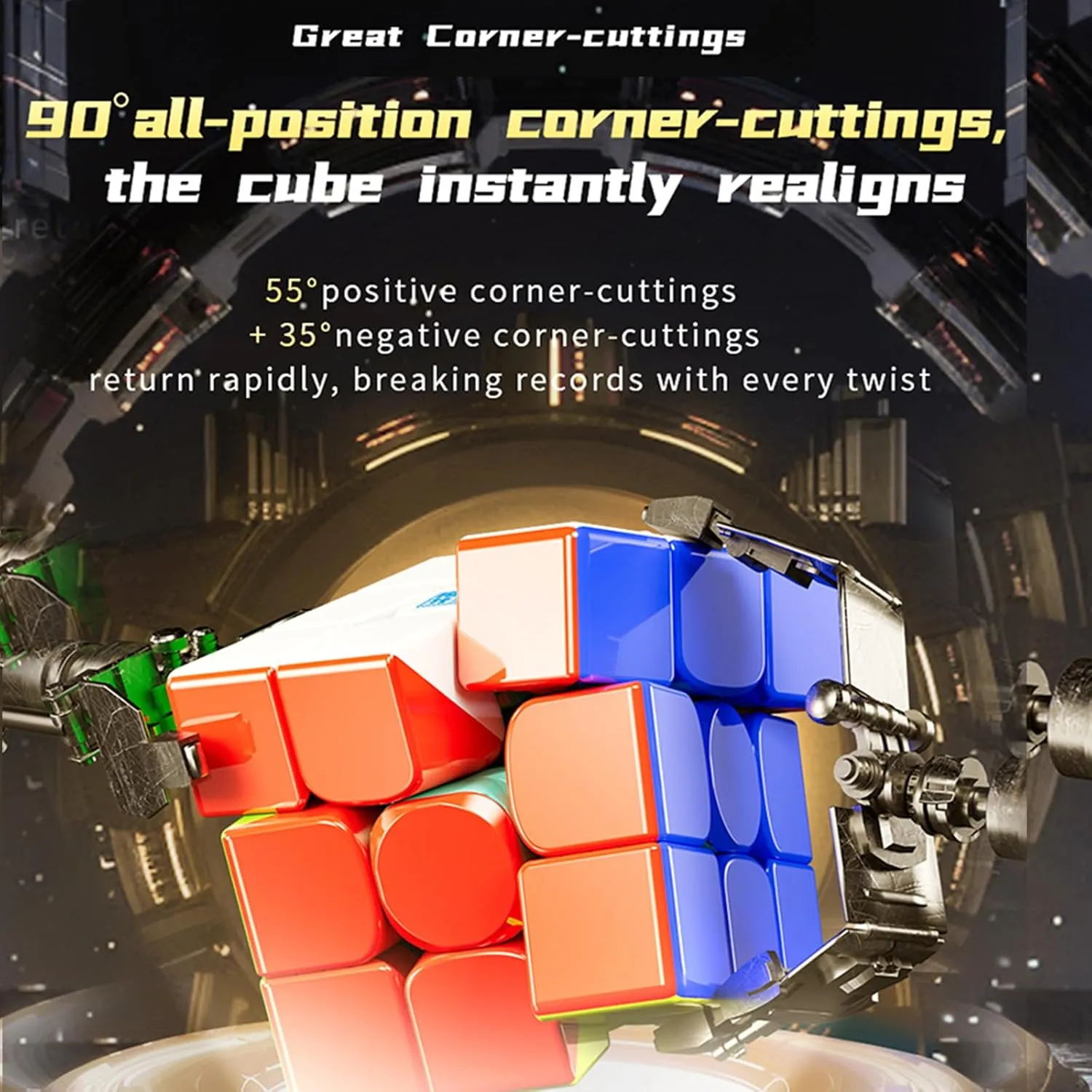 Moyu RS3M V5 2023 MagLev 3x3 Speed Cube with Robot-Shape Display Box, Professional 3x3 Puzzle Cube Stickerless RS3M V5 MagLev Master Cube (Maglev Version)