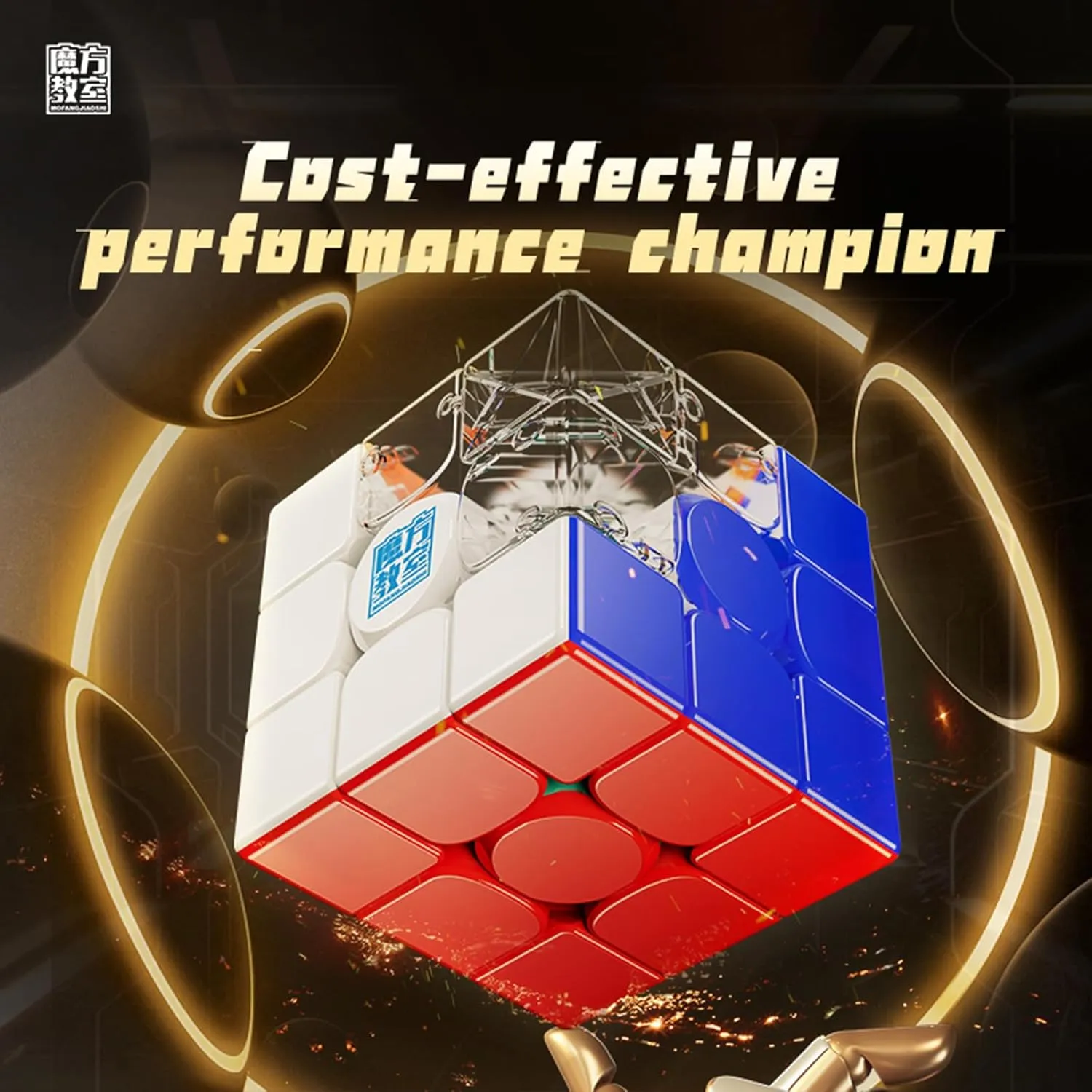 Moyu RS3M V5 2023 MagLev 3x3 Speed Cube with Robot-Shape Display Box, Professional 3x3 Puzzle Cube Stickerless RS3M V5 MagLev Master Cube (Maglev Version)