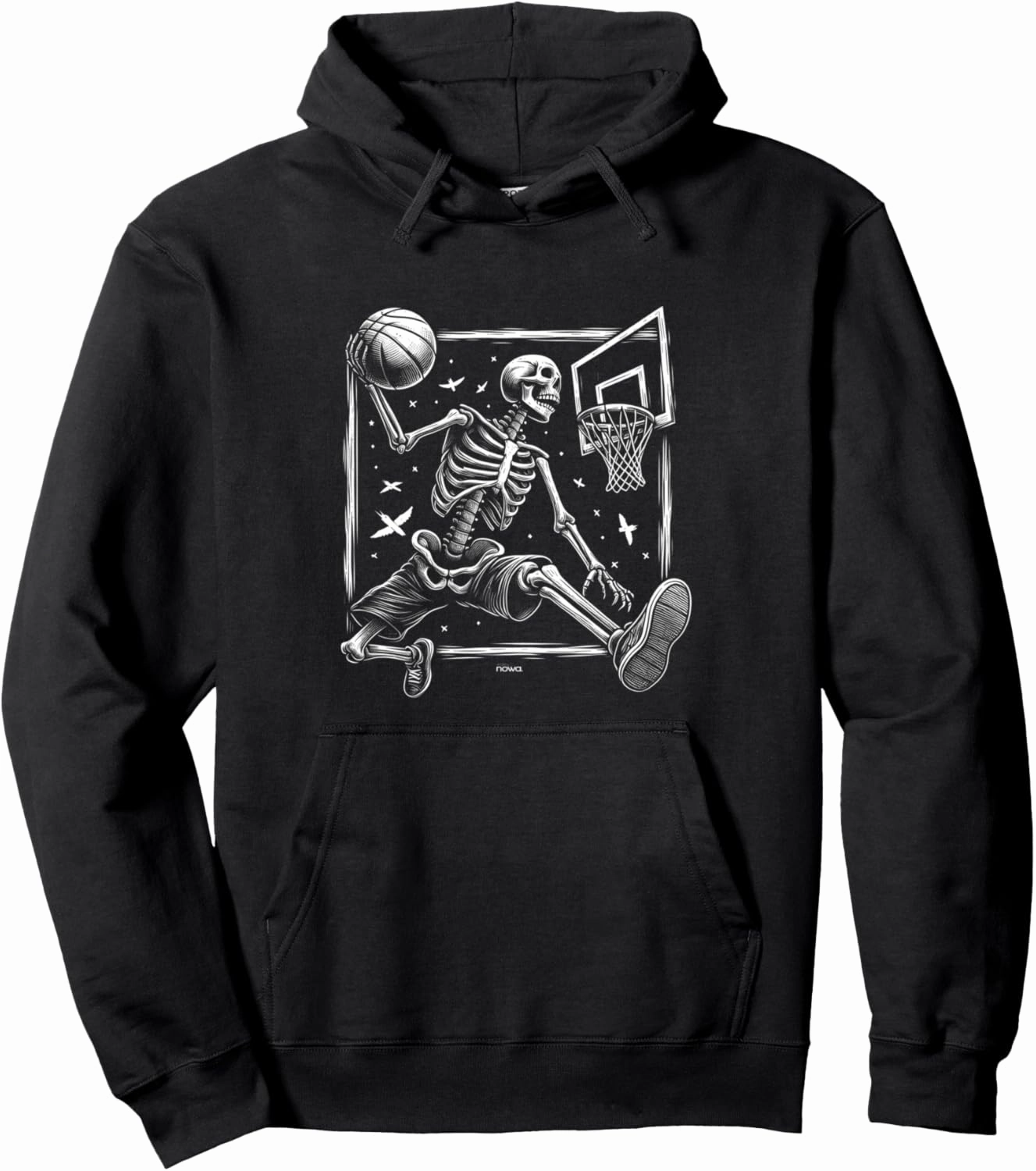 MR. BONES SLAM DUNK NIGHT WINDOW BLANK BONES BASKETBALL Pullover Hoodie