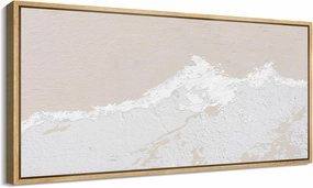 MUDECOR Extra Large Framed Canvas Print Wall Art Abstract Snowy Mountain Range Beige and White Landscape Illustrations Antique Retro Fine Art Illustrations Decorative Colorful for Bedroom - 60"x30"