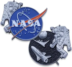 NASA Logo Space Walk Challenge Coin - NASA Collectible Coin - Soft Enamel Mate Paint Official Logo of National Aeronautics & Space Administration Coins - Veteran Owned Company!