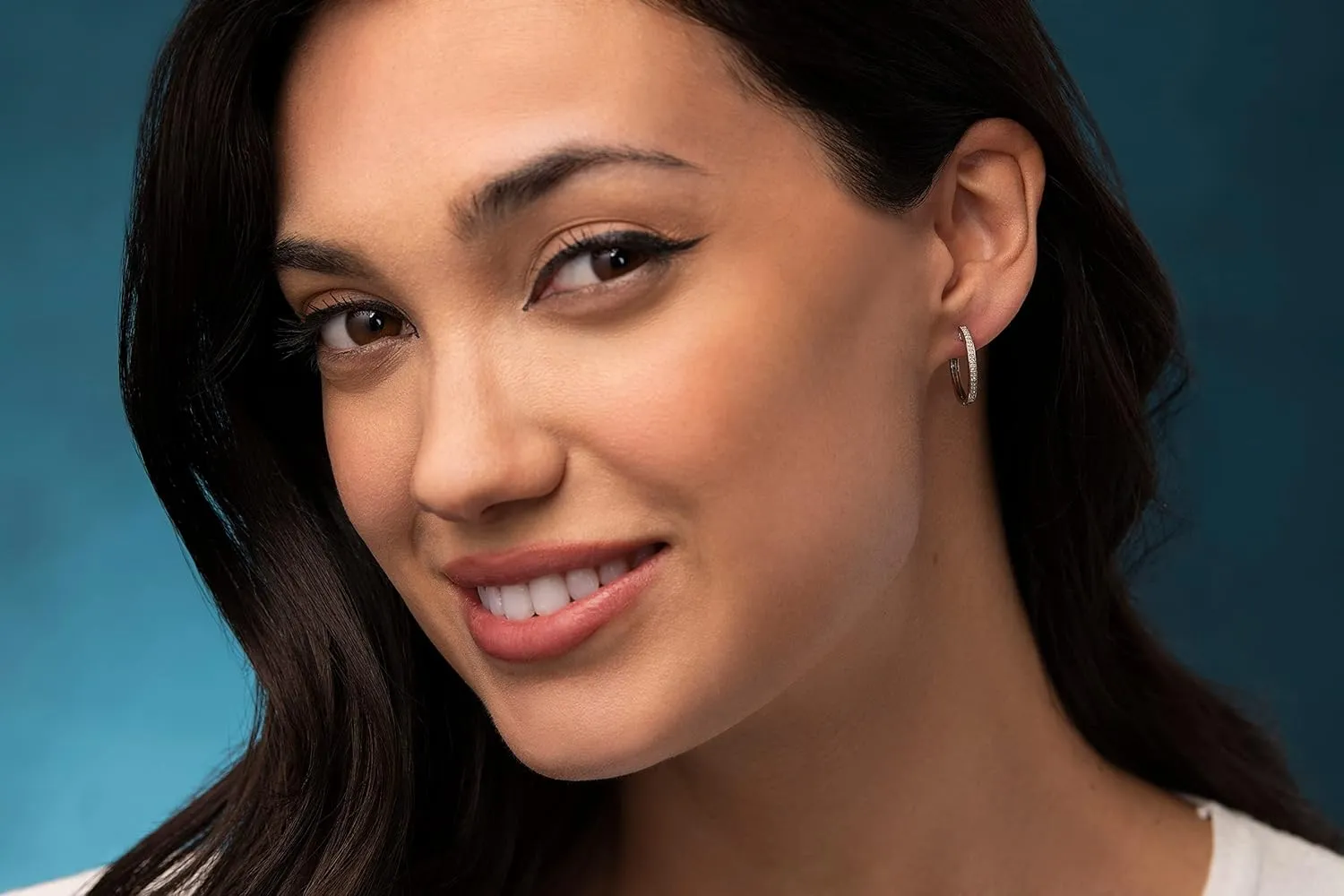 Natalia Drake 1/10 Cttw Small Thin Hoop Diamond Earrings for Women in 925 Sterling Silver