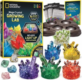 NATIONAL GEOGRAPHIC Mega Crystal Growing Kit for Kids- Grow 6 Crystals with Light-Up Stand, Science Gifts for Kids 8-12, Crystal Making Experiment, Science Kit for Girls and Boys (Amazon Exclusive)