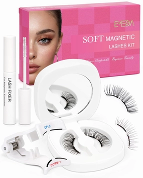Natural Look Soft Magnetic Eyelashes - Upgrade Reusable Magnetic Eyelashes, Easy To Wear and Remove Soft Magnet Lashes with Applicator Lash Fixer, No Glue Needed by EMEDA(Natural)