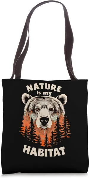 Nature is my Habitat Bear in the Forest Orange Tote Bag