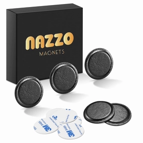 NAZZO Powerful Neodymium Magnets, Strong Rare Earth with Leather, for Fridge, Scientific, Crafts, Office Circle, Shatterproof, 1.26 inch x 1/8 inch, 5 Pack, Black