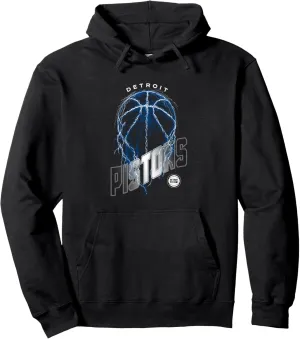 NBA Detroit Pistons Lightning Bolt Basketball Logo Pullover Hoodie