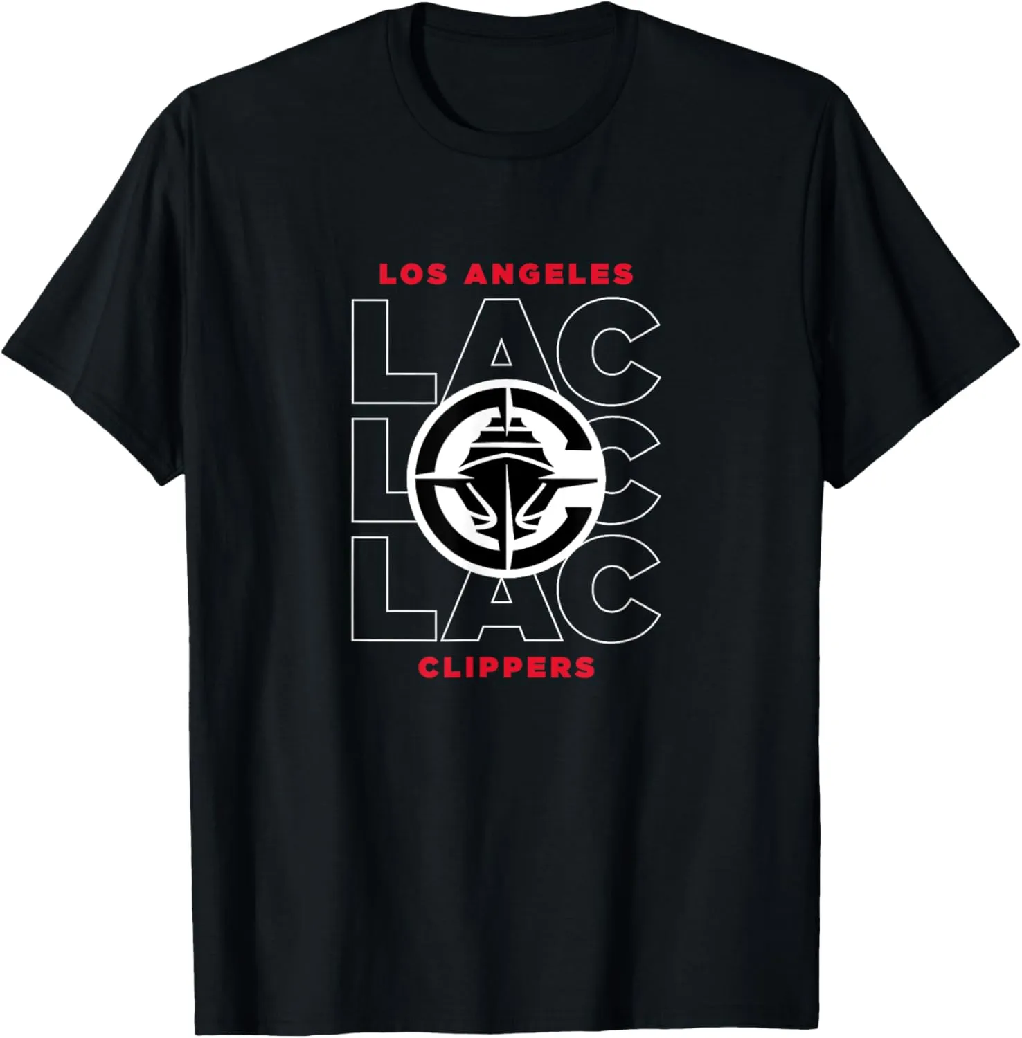 NBA - Los Angeles Clippers Stacked City Logo Black T-Shirt