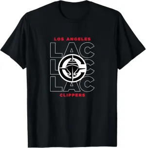 NBA - Los Angeles Clippers Stacked City Logo Black T-Shirt