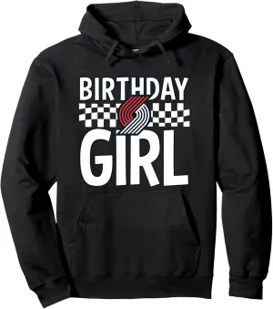 NBA Portland Trail Blazers Birthday Girl Checkered Logo Pullover Hoodie