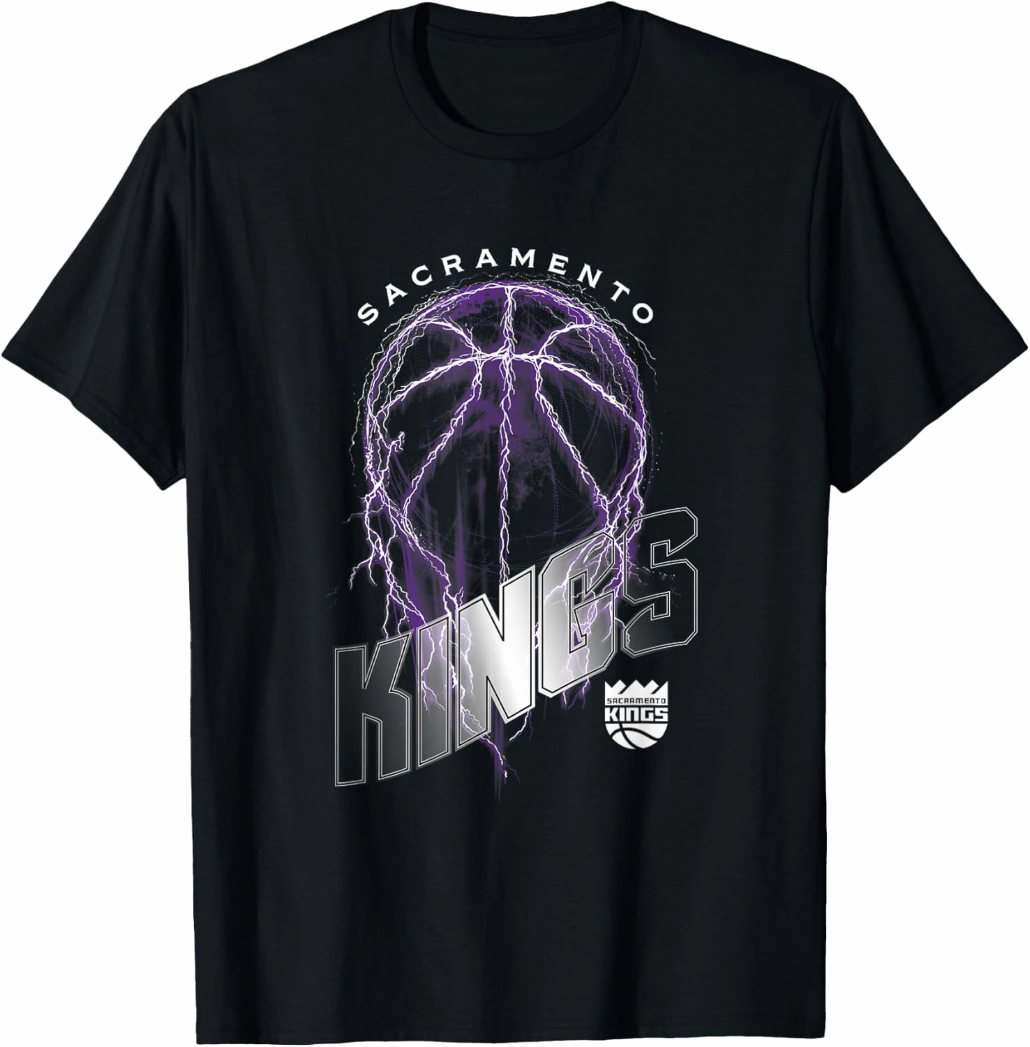 NBA Sacramento Kings Lightning Bolt Basketball Logo T-Shirt