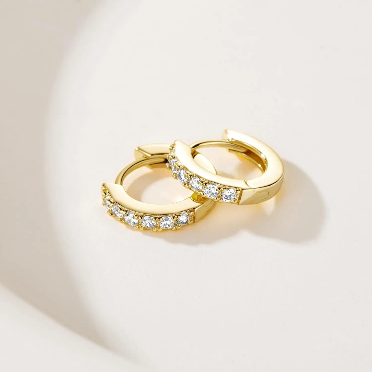 NEARLAND 14K Gold Hoop Earrings for Women 14K Gold Earrings Hypoallergenic Lightweight Small Hoop Earring for Womens with Round Cubic Zirconia Huggie Hoops Earring for Women 12/14/16/20/25/30mm