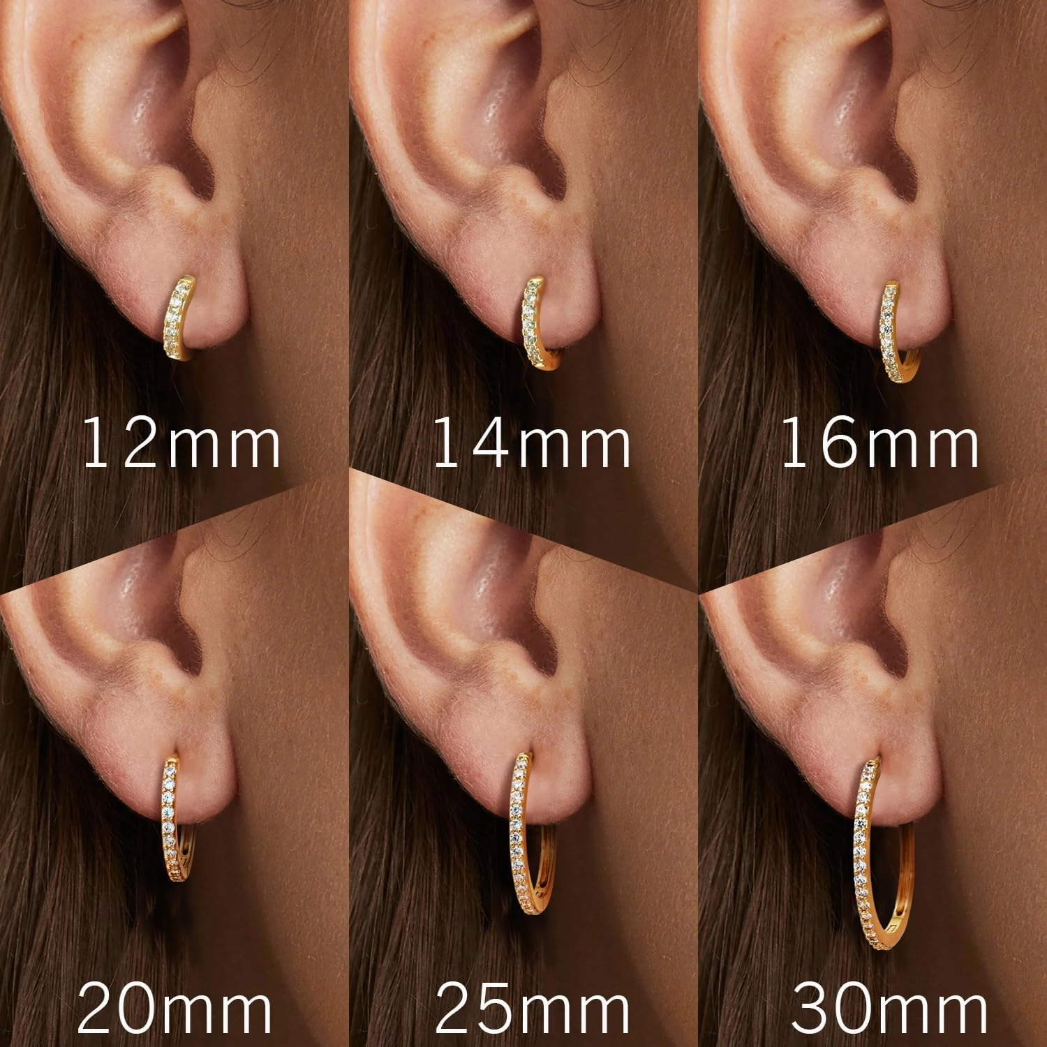 NEARLAND 14K Gold Hoop Earrings for Women 14K Gold Earrings Hypoallergenic Lightweight Small Hoop Earring for Womens with Round Cubic Zirconia Huggie Hoops Earring for Women 12/14/16/20/25/30mm