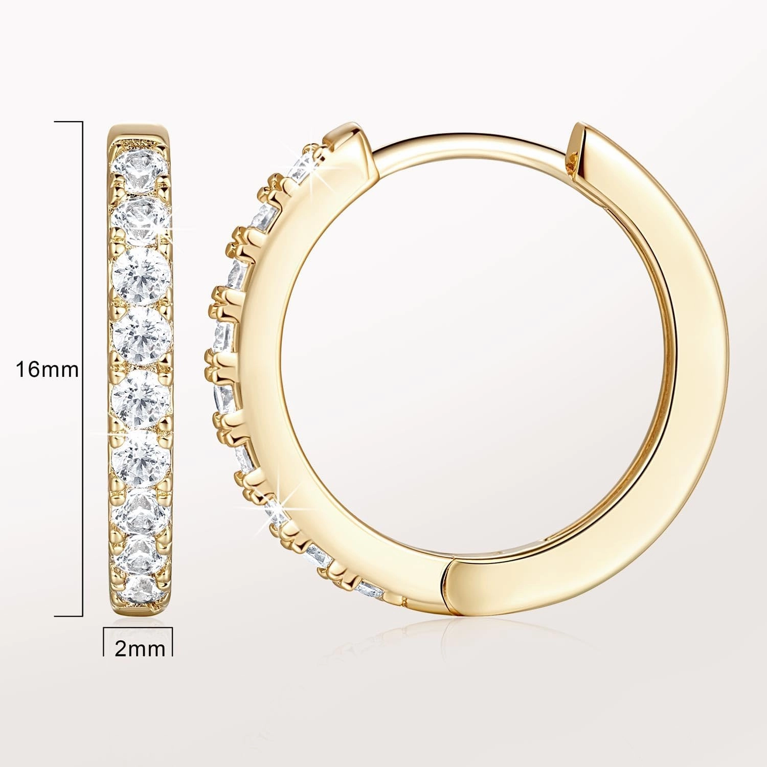 NEARLAND 14K Gold Hoop Earrings for Women 14K Gold Earrings Hypoallergenic Lightweight Small Hoop Earring for Womens with Round Cubic Zirconia Huggie Hoops Earring for Women 12/14/16/20/25/30mm