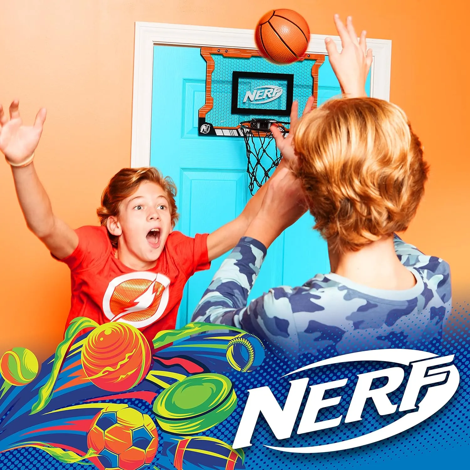 Nerf Basketball Hoop Set - Pro Hoop Mini Hoop Set with Mini Basketball - Steel Rim Great for Dunking