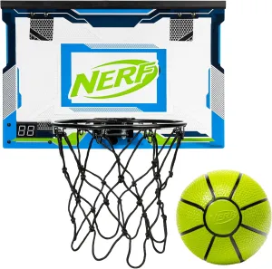 NERF LED Over The Door Mini Basketball Hoop - Light Up Indoor Kids Basketball Hoop - Electronic Slam Dunk Set with Mini Ball - Door   Bedroom Toy for Kids