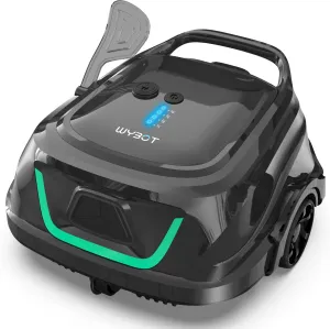 (New Upgraded) WYBOT A1 Cordless Robotic Pool Cleaner, Automatic Pool Vacuum with 120 Mins, Double Filters, LED Indicator, Ideal for Above Ground Flat Pools - Black & Green
