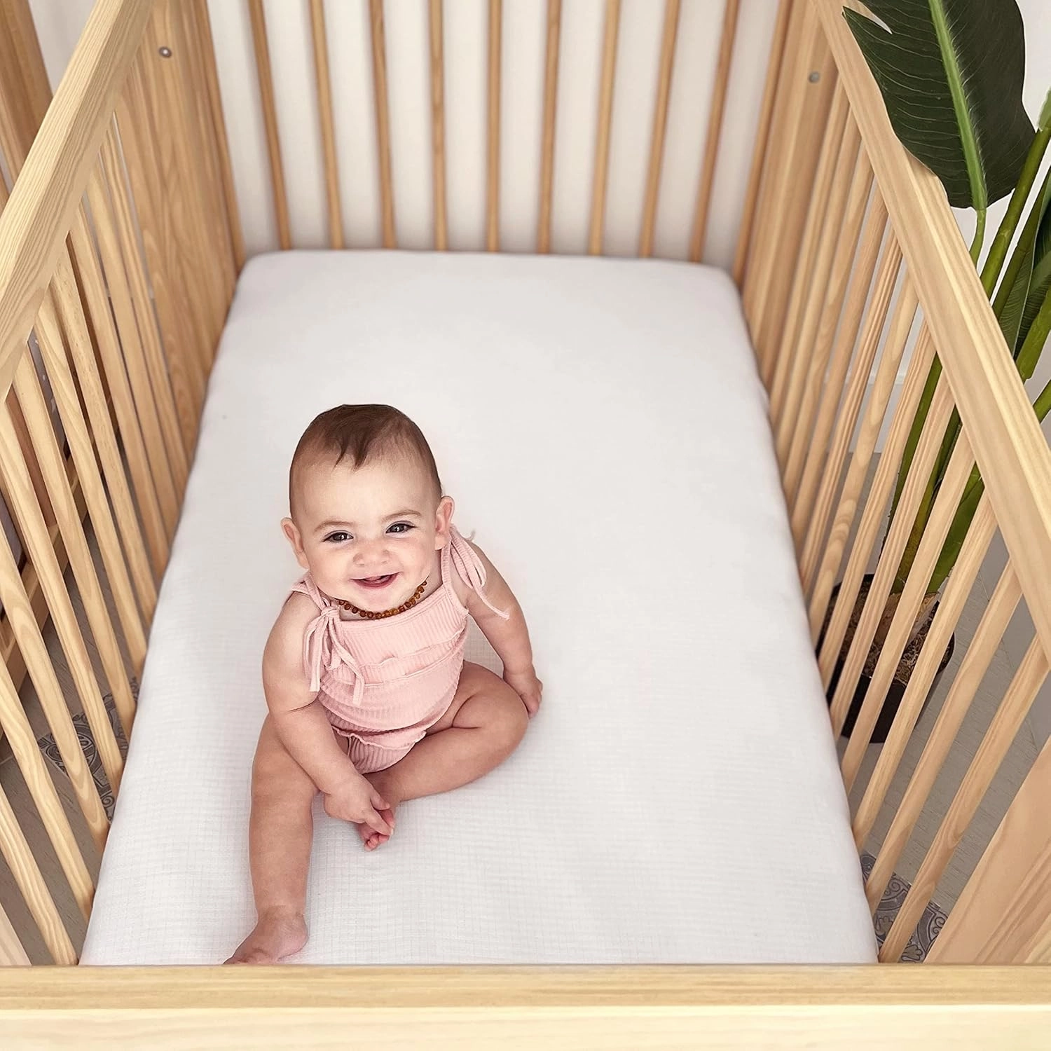 Newton Baby Organic Fitted Mini Crib Sheet (2-Pack) - 100% Breathable and Ultra-Soft, 100% Organic Muslin Cotton, Machine Washable, Fit Any Mini Sized Crib 24" x 38" and up to 8", White