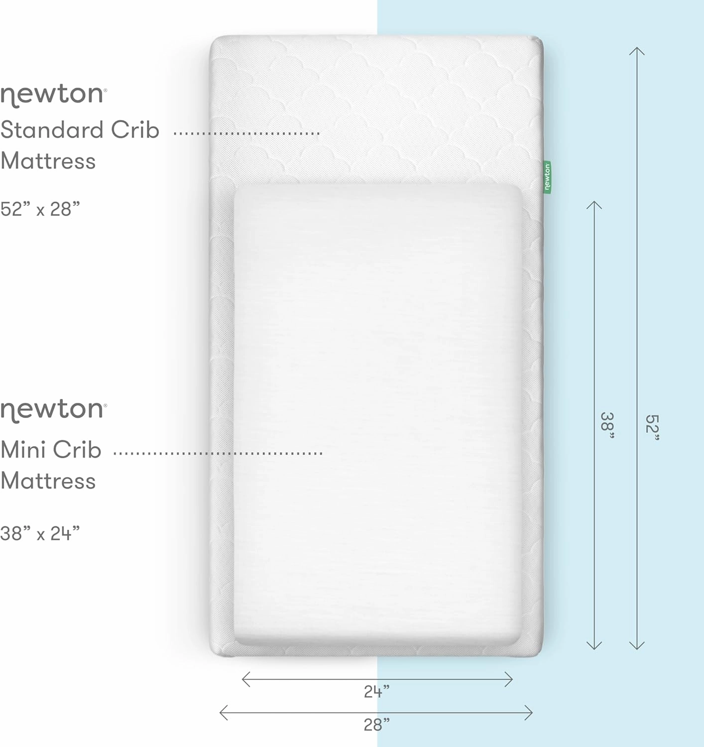 Newton Baby Organic Fitted Mini Crib Sheet (2-Pack) - 100% Breathable and Ultra-Soft, 100% Organic Muslin Cotton, Machine Washable, Fit Any Mini Sized Crib 24" x 38" and up to 8", White