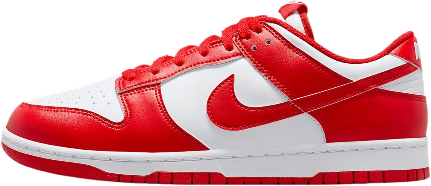Nike Dunk Low Retro Men's Shoes (HF5441-104, White/White/University Red)