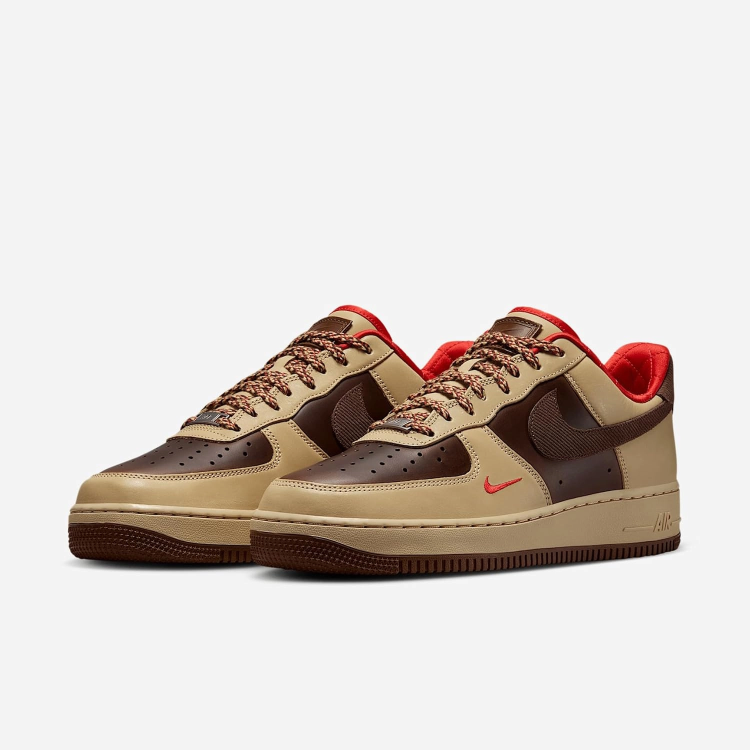 Nike Air Force 1 '07 Men's Shoes (HQ3447-222, Light British Tan/Sesame/Picante Red/Cacao Wow)