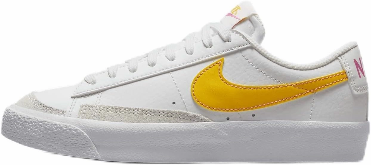 Nike Blazer Low '77 Big Kids' Shoes (DA4074-123, Summit White/Pinksicle/University Gold) Size 6.5