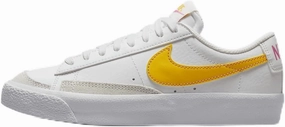 Nike Blazer Low '77 Big Kids' Shoes (DA4074-123, Summit White/Pinksicle/University Gold) Size 6.5
