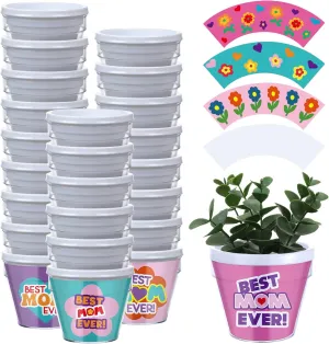 Nitial 24 Set Christmas Gifts for Mom Flower Pot Spring DIY Flower Pots Paint Your Own Mother Day Crafts Flowerpots Blank Garden Plastic Pot Craft Kit for Mother School Science Garden Activities