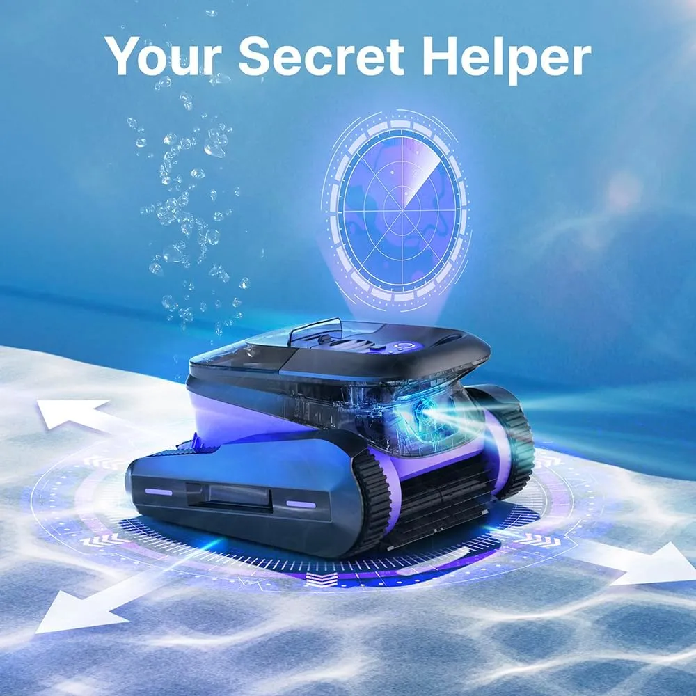 Niya Sonar 50 Cordless Robotic Vacuum Pool Cleaner from The Creators of Dolphin, up to 40 FT in Length, Scrubber Brush with Waterline Cleaning