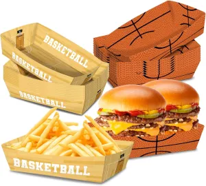 No Folding Required 50 Pack 3Lb Basketball Party Decorations Basketball Plates Basketball Paper Food Trays Party Supplies Basketball Disposable Serving Boats for Basketball Party Decorations