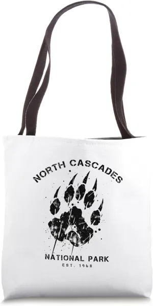 North Cascades National Park Vacation Bear Pawprint Graphic Tote Bag