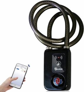 Nulock Keyless Bluetooth Bike/Motorcycle/Gate Lock IP44 Splash-Proof Cycling Lock with 110db Alarm, 0.38" Diameter 31-inch Braided Steel Cable (2022 Version)