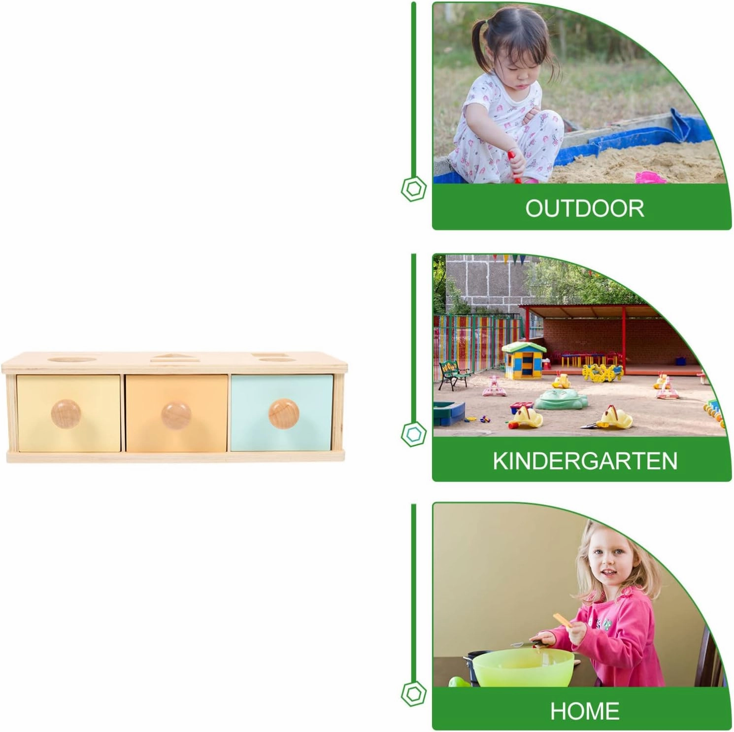 NUOBESTY Boy Girl Educational Toy Box Montessori Learning Wooden Container for Toddlers Fun Interactive Sorting and Grasping Activity for Boys and Girls Improves Motor Skills and Logical