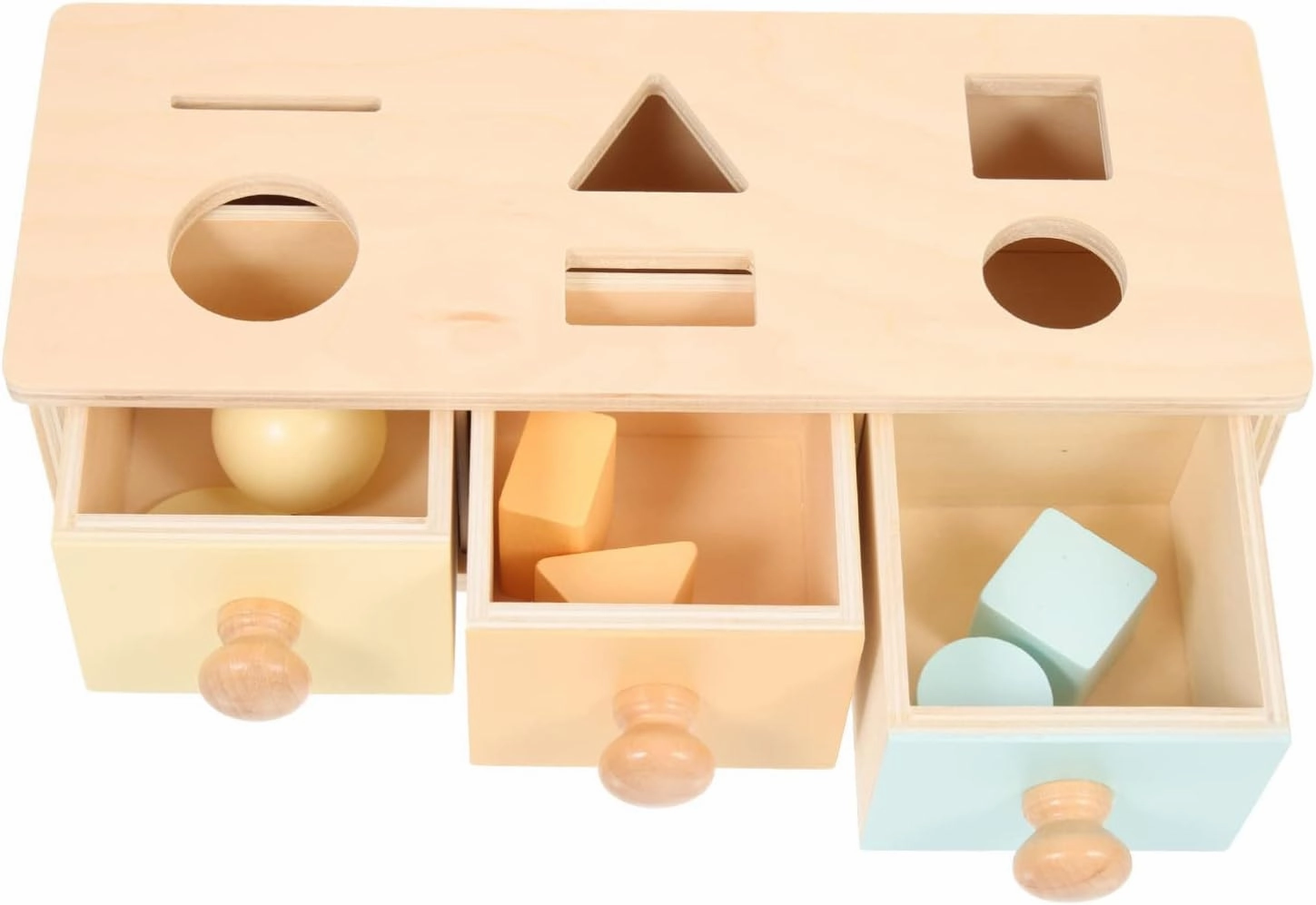 NUOBESTY Boy Girl Educational Toy Box Montessori Learning Wooden Container for Toddlers Fun Interactive Sorting and Grasping Activity for Boys and Girls Improves Motor Skills and Logical