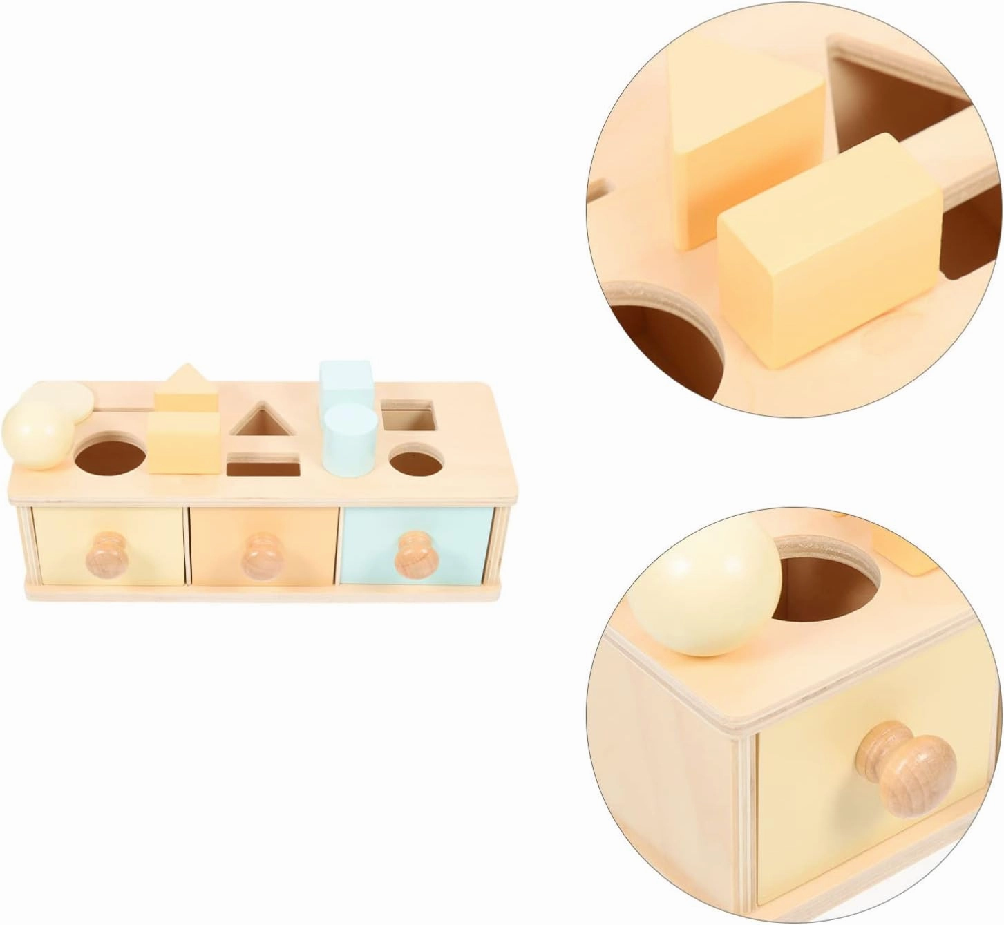 NUOBESTY Boy Girl Educational Toy Box Montessori Learning Wooden Container for Toddlers Fun Interactive Sorting and Grasping Activity for Boys and Girls Improves Motor Skills and Logical