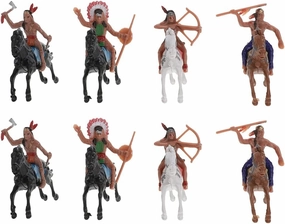 NUOBESTY Indian Model Figures, Horse Riding Plastic Indians Figurines Native American Figures Indians Figures Playset, 8 Pieces …