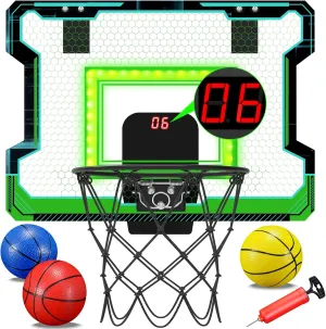 OKKIDY Mini Indoor Basketball Hoop, Light-up Basketball Hoop with Electronic LED Scoreboard, Small Outdoor Basketball Game Toys for 6, 7, 8, 9, 10, 12  Year Old Girls Boys Kids Teen Adults, Idea Gifts