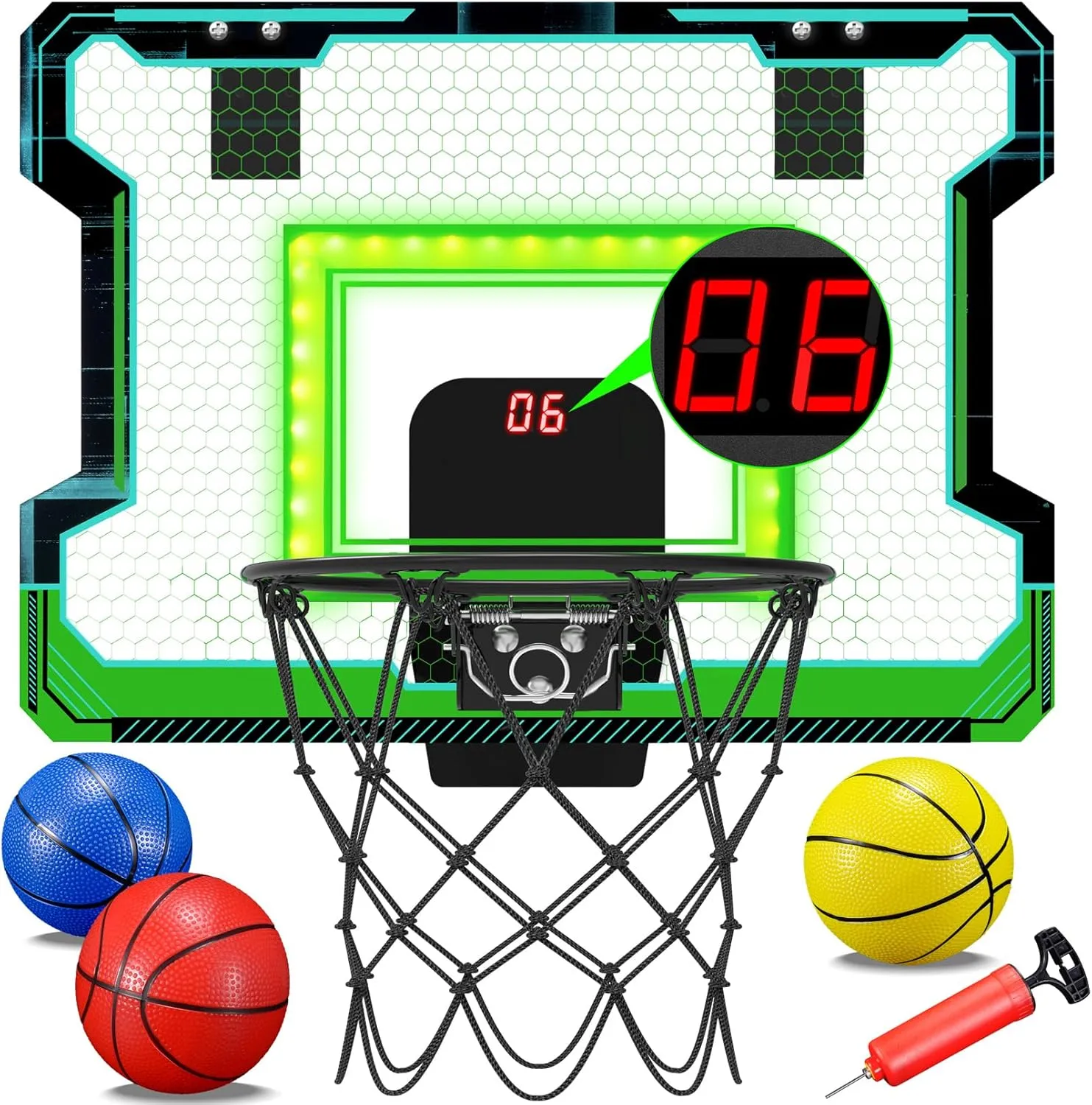 OKKIDY Mini Indoor Basketball Hoop, Light-up Basketball Hoop with Electronic LED Scoreboard, Small Outdoor Basketball Game Toys for 6, 7, 8, 9, 10, 12  Year Old Girls Boys Kids Teen Adults, Idea Gifts