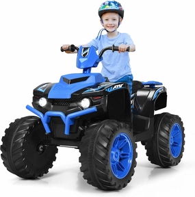 OLAKIDS 12V Kids Ride On ATV, 4 Wheeler Electric Vehicle for Toddlers, Battery Powered Motorized Quad Toy Car for Boys Girls with LED Lights, Music, Horn, High Low Speed, Soft Start (Blue)