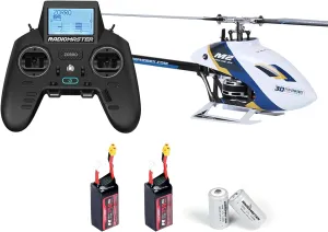 OMPHOBBY M2 EVO MK2 Ready To Fly RC Helicopter & OSHM2329 Lithium Battery & OSHM2344 Zorro Radio Controller Battery Bundle