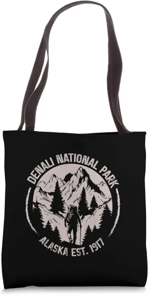 (ON BACK)Denali Mountain Peak Elevation Alaska National Park Tote Bag