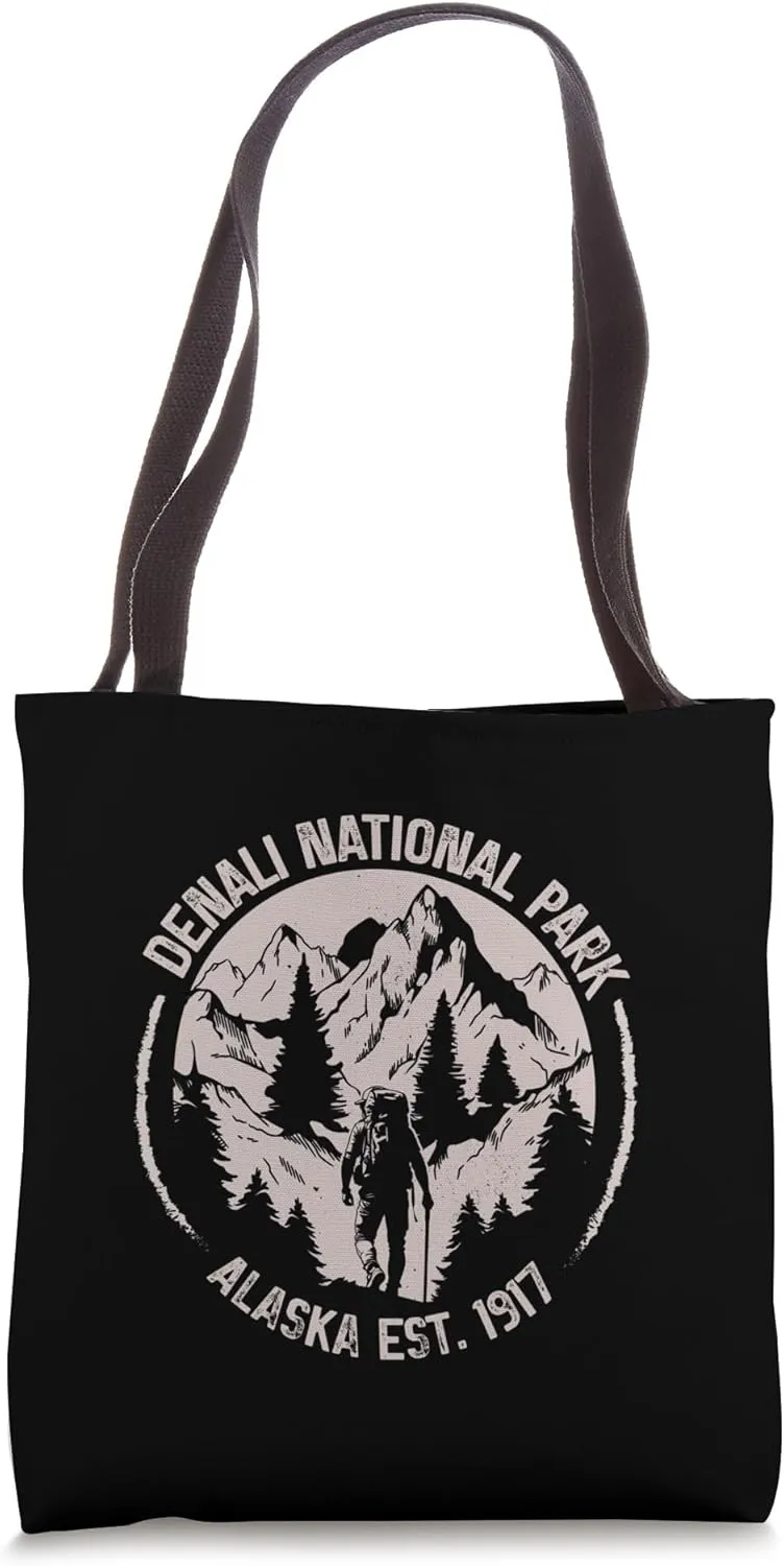(ON BACK)Denali Mountain Peak Elevation Alaska National Park Tote Bag