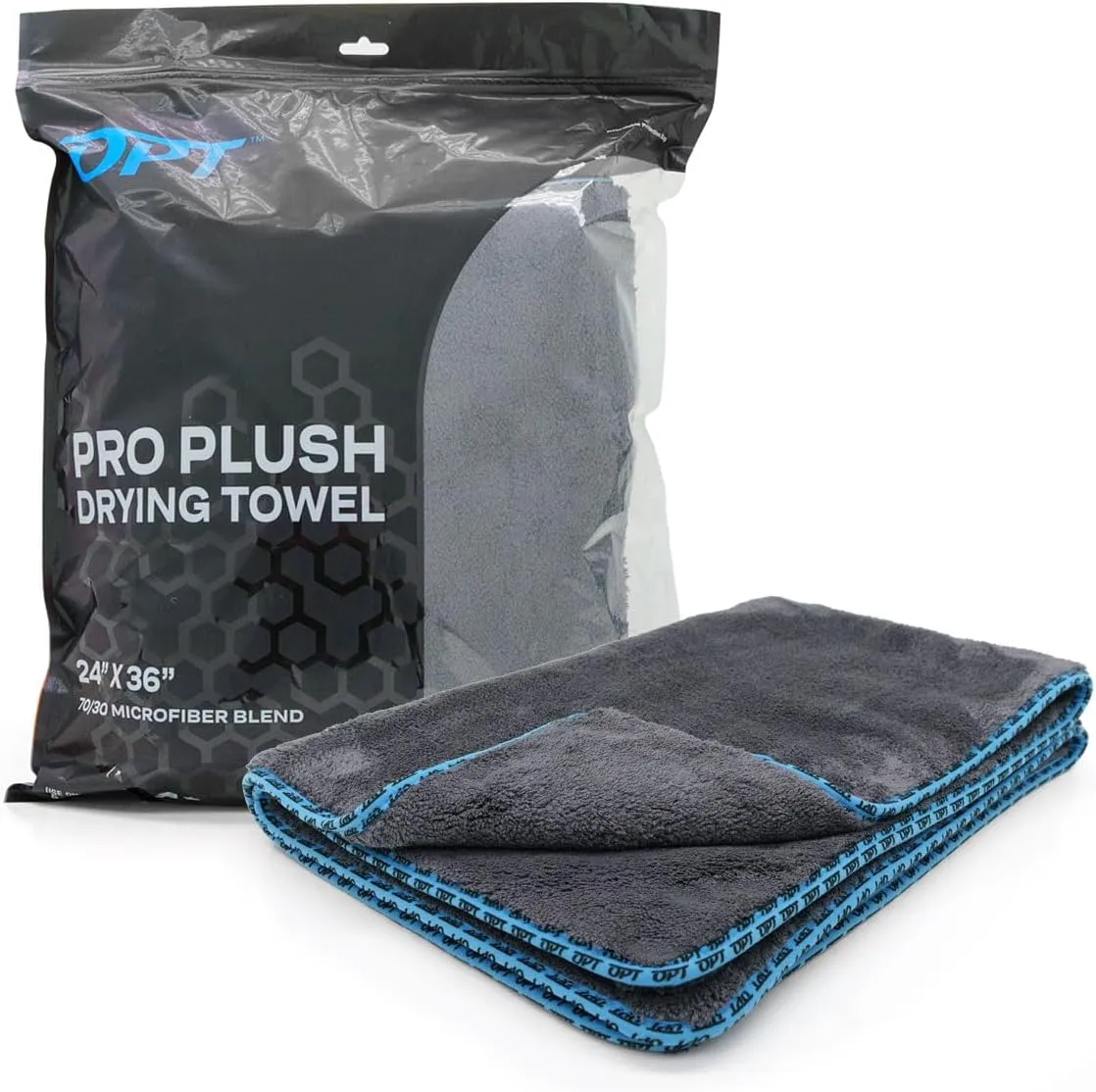 Optimum ProPlush Car Drying Towel – Ultra Soft and Absorbent Microfiber Towel for Drying Cars – 1300 GSM, 24” x 36” 70/30 Blend