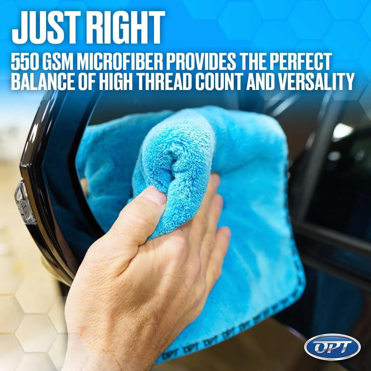 Optimum The Ultimate Detailing Towel – Microfiber Car Detailing Towel, 550 GSM, 16” x 16”, 70/30 Blend – 12 Pack, Blue